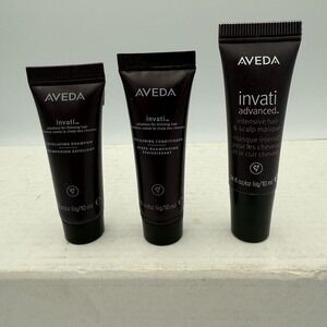 Aveda Invati‎ Shampoo Conditioner Hair Mask Trio .34 Oz 10 ML Each Travel